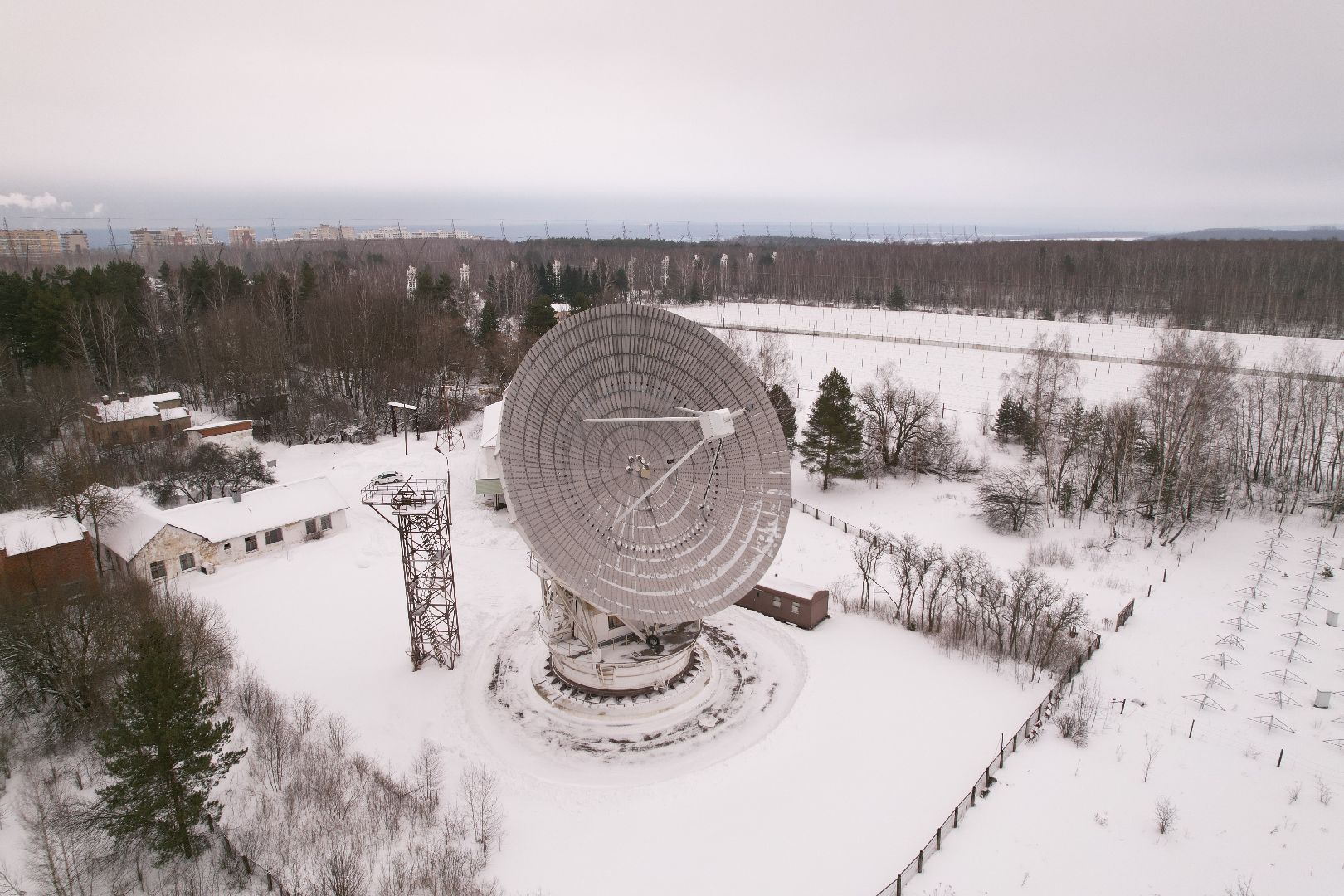 видео с коптера, пущино, абсерватория,