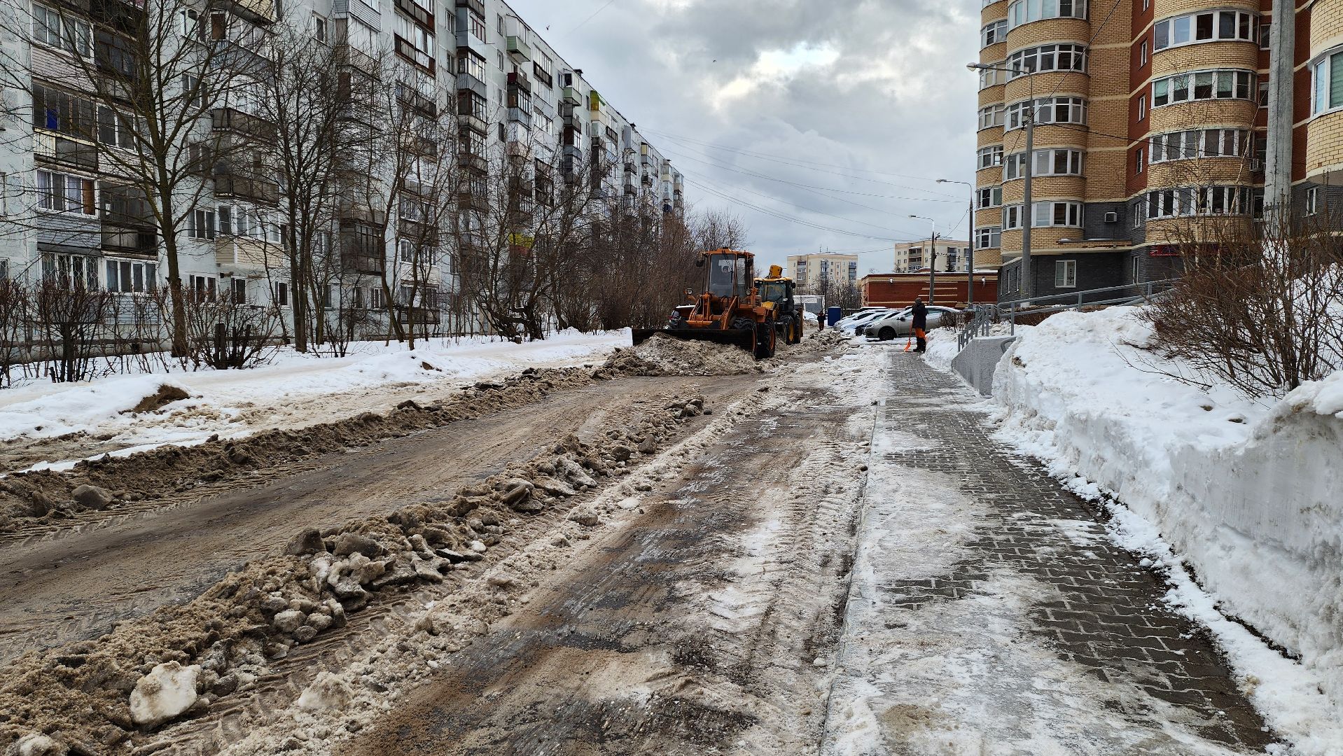 подмосквье, Городской округ Пушкинский, ивантеевка, уборка дворов, уборка дорог, снег, благоуйстройство,