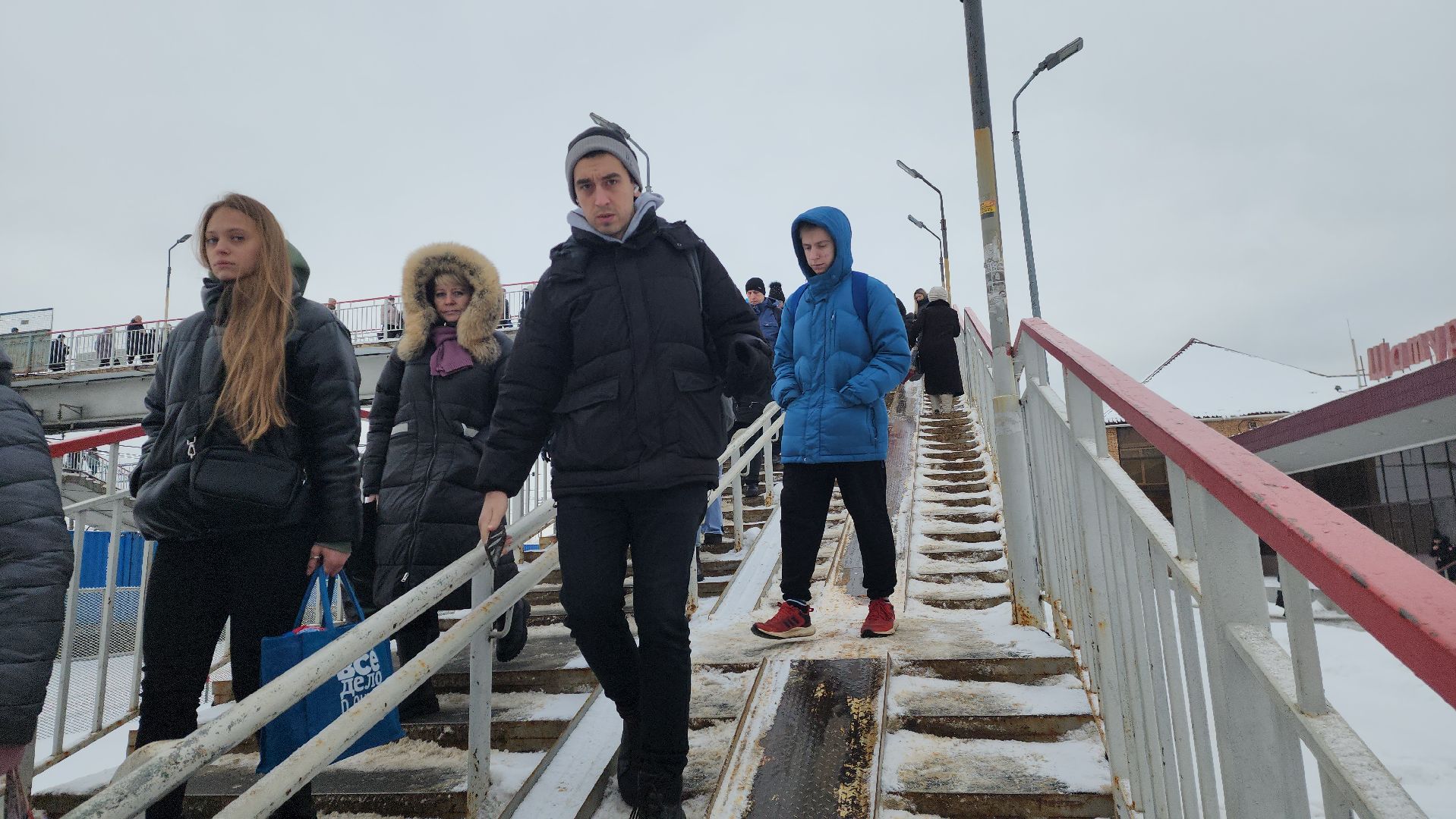 шатура, жд, мост, пешеходный мост, очистка снега,