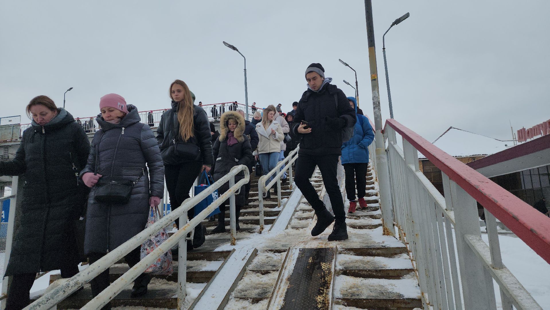 шатура, жд, мост, пешеходный мост, очистка снега,