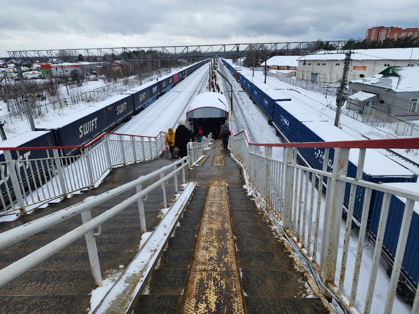 шатура, жд, мост, пешеходный мост, очистка снега,