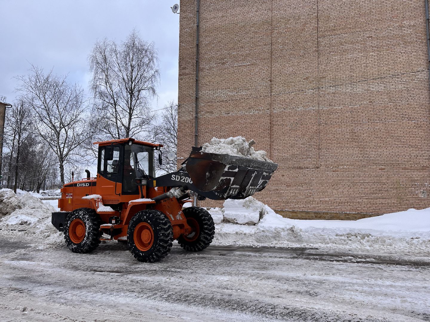 шаховская, снег, уборка дворов,