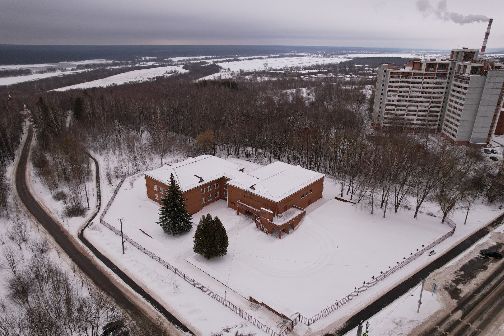 видео с коптера, школа, пущино,