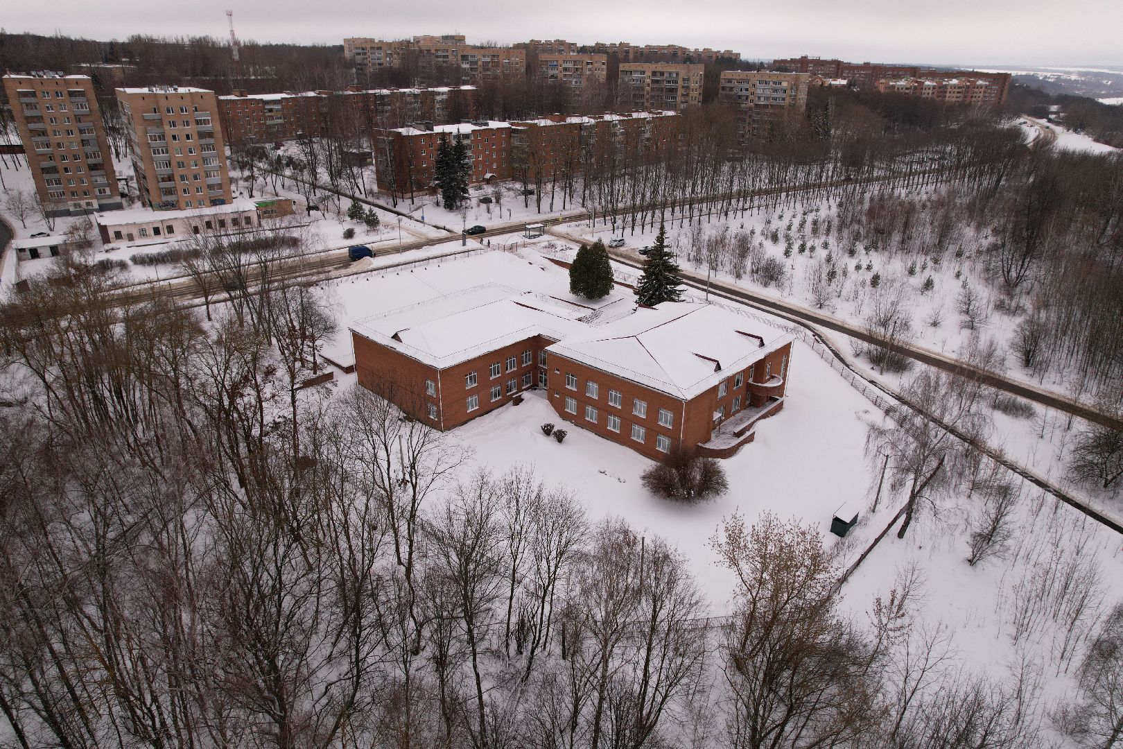 видео с коптера, школа, пущино,