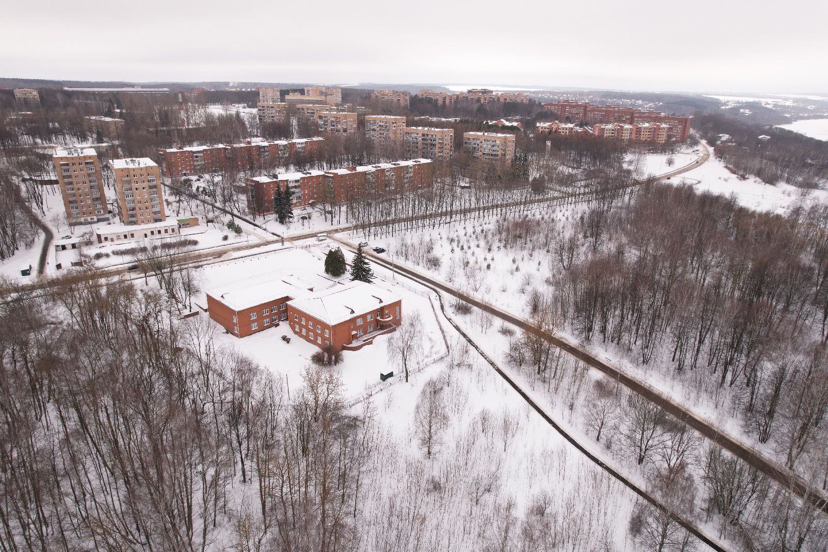 видео с коптера, школа, пущино,