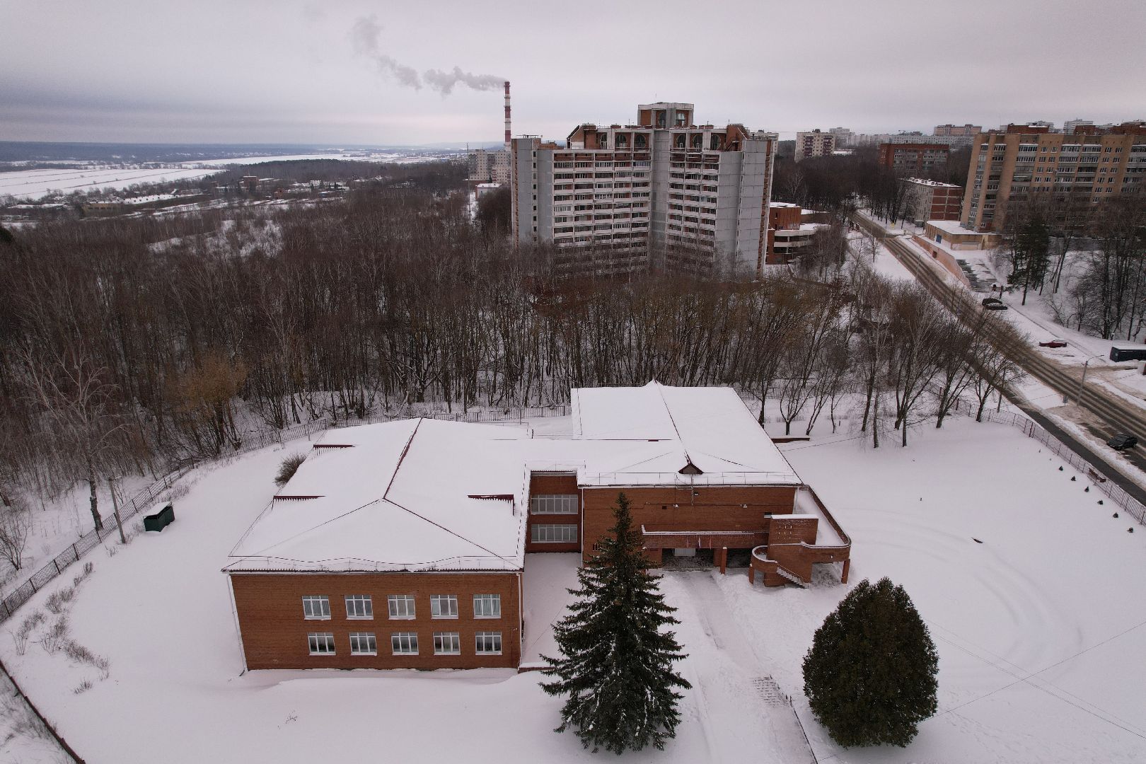 видео с коптера, школа, пущино,