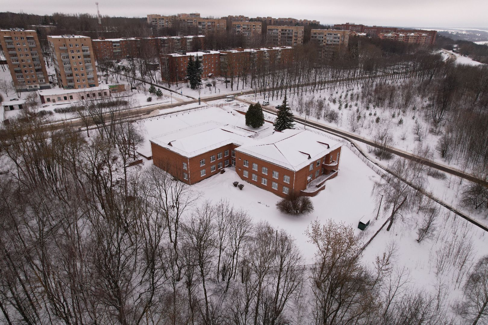 видео с коптера, школа, пущино,