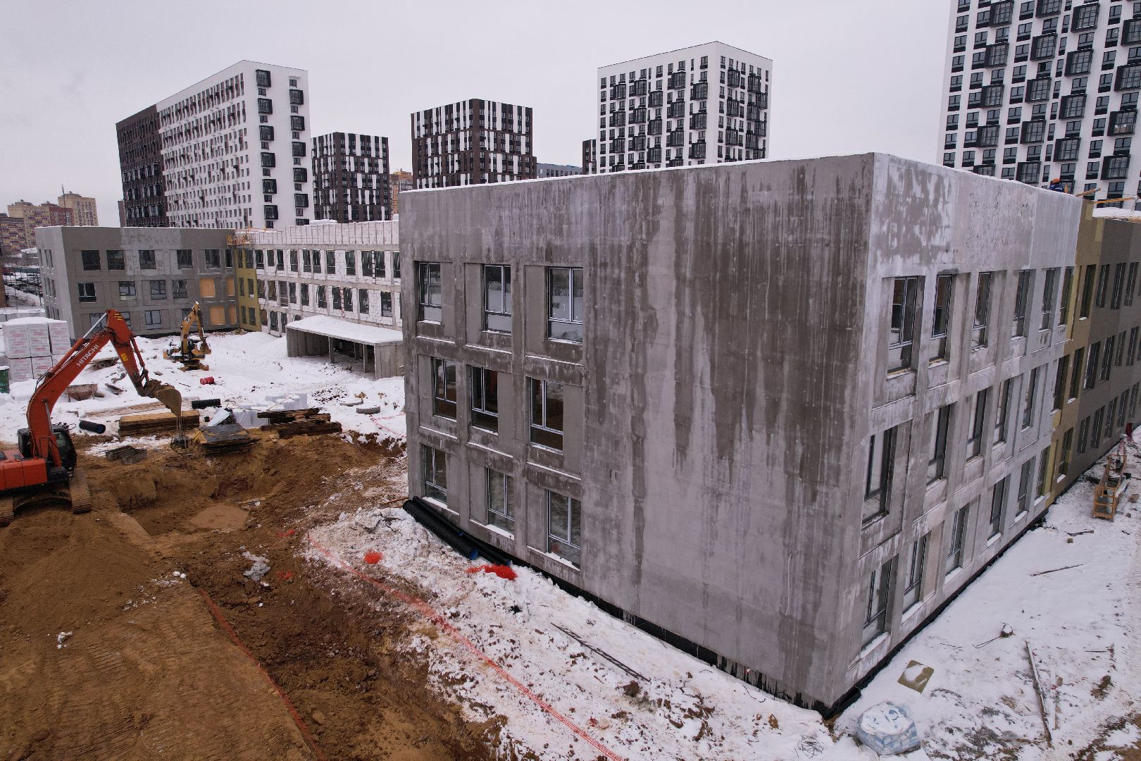 видео с коптера, школа,