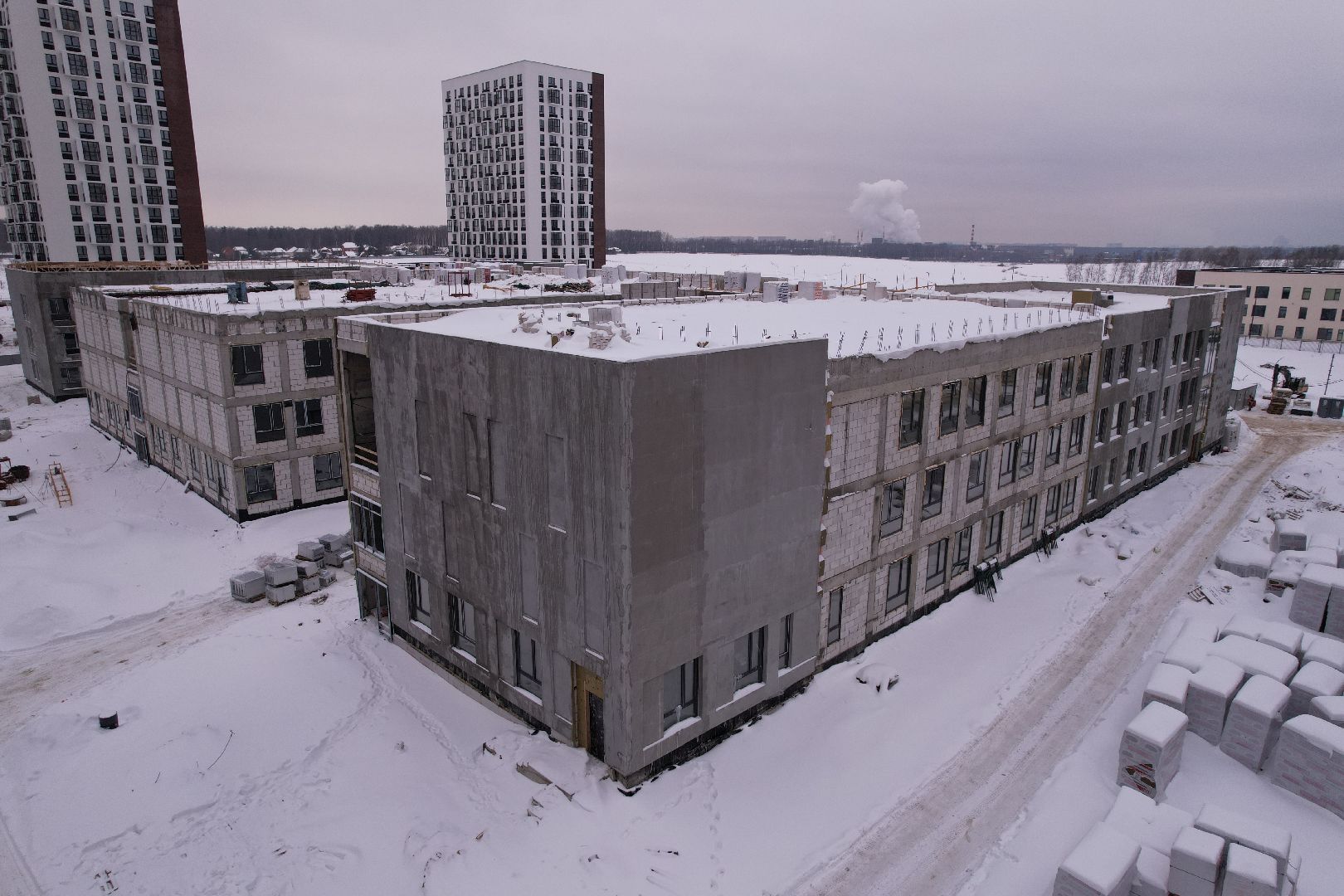 видео с коптера, школа,