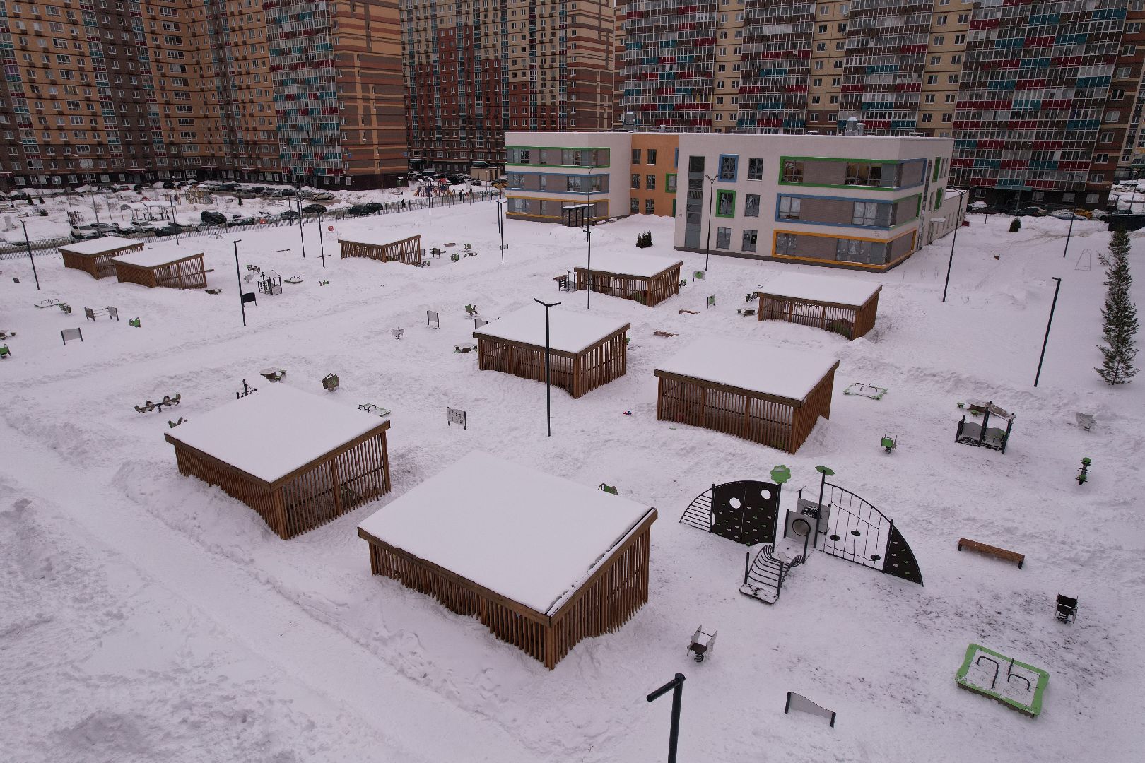 видео с коптера, детский сад,