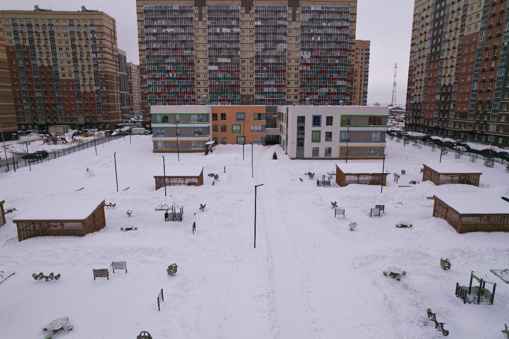 видео с коптера, детский сад,