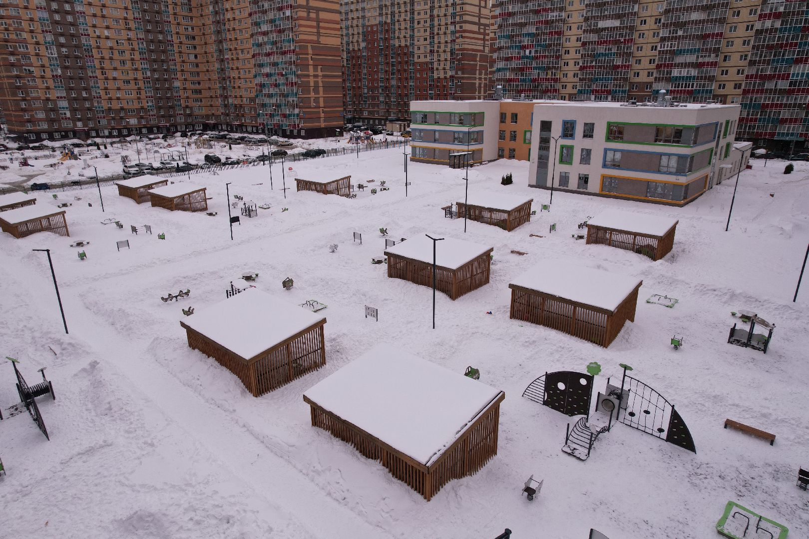 видео с коптера, детский сад,