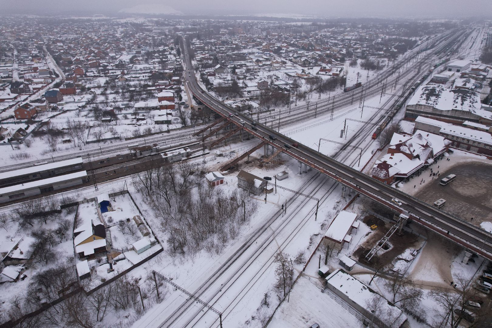 видео с коптера, путепровод 88 км,