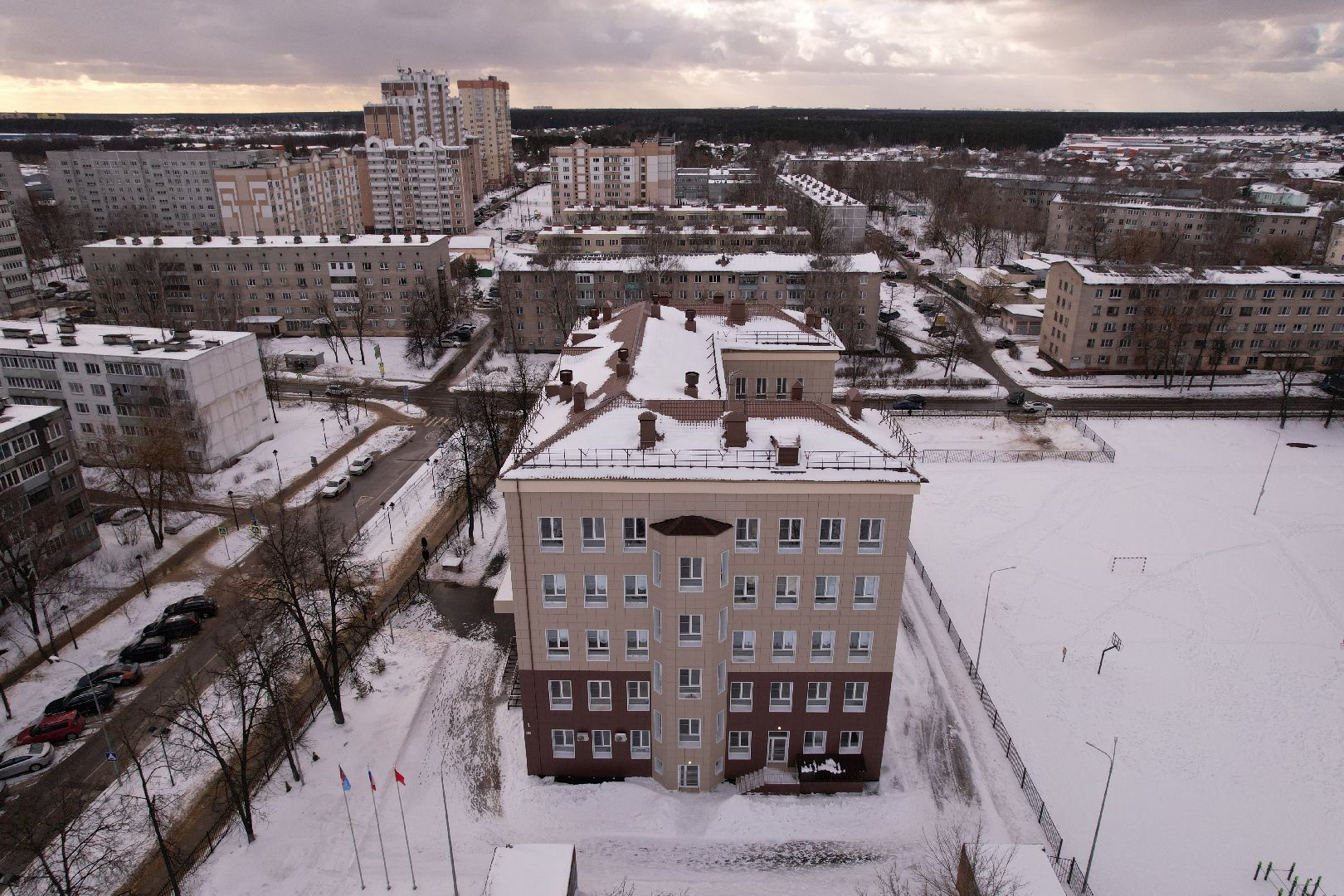 видео с коптера, школа,