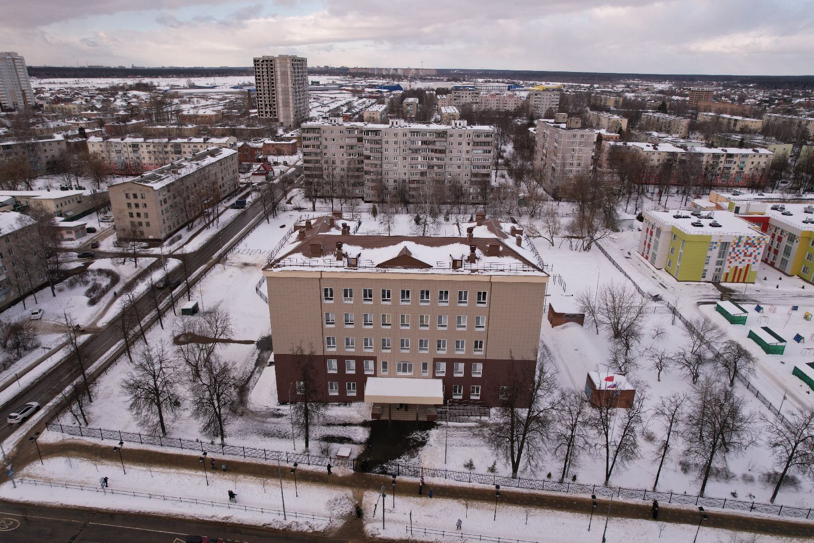 видео с коптера, школа,