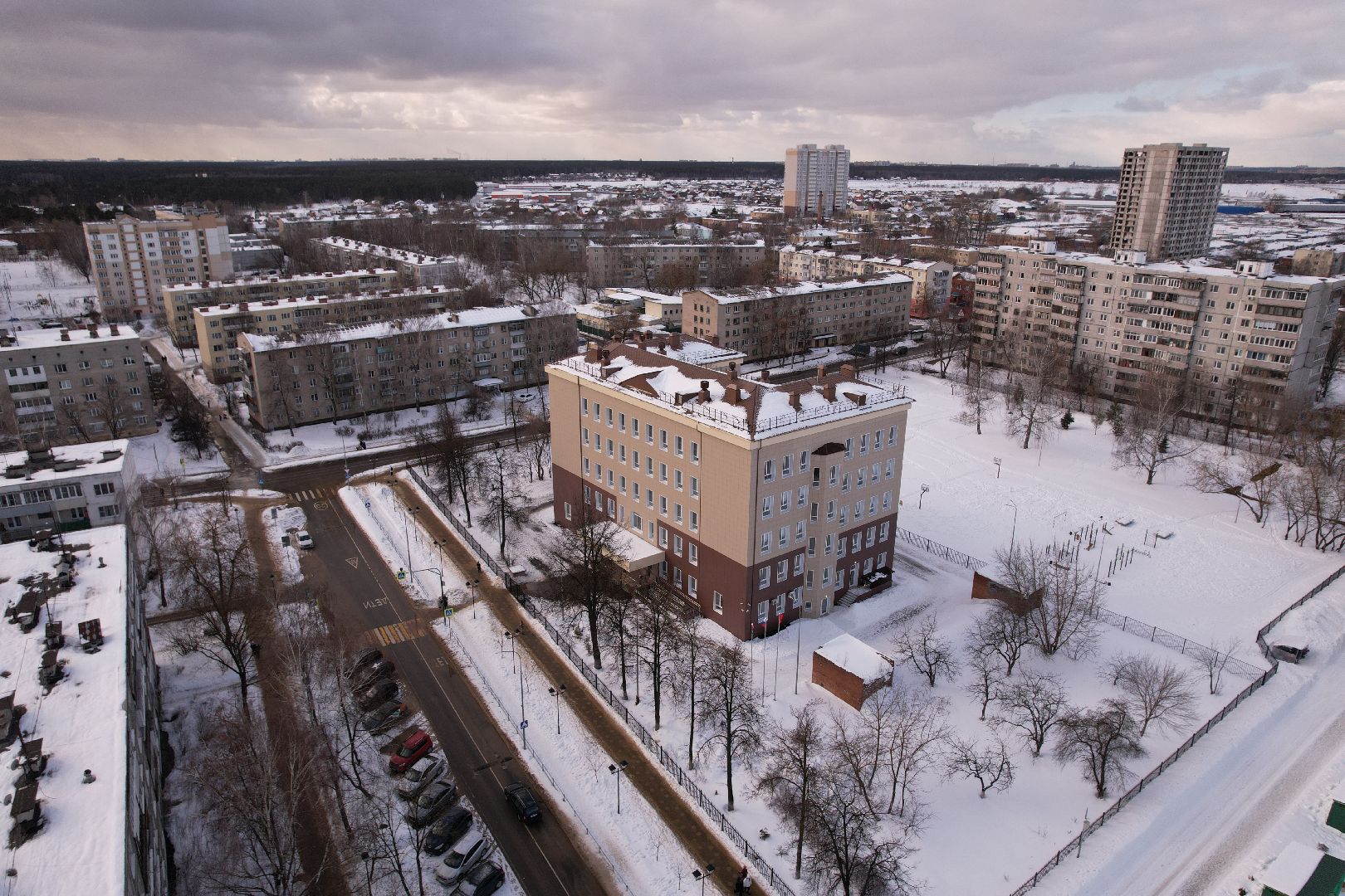 видео с коптера, школа,