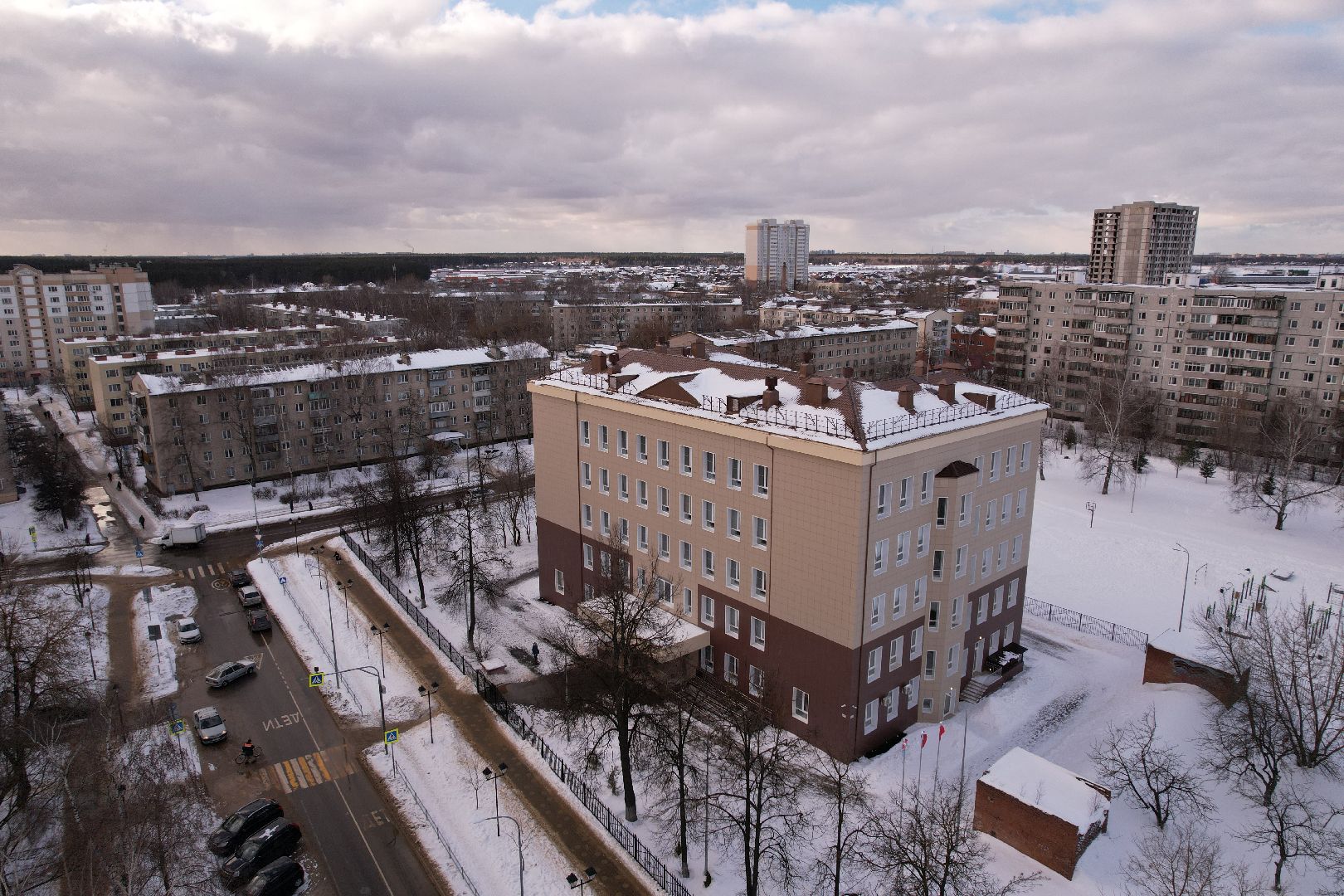 видео с коптера, школа,