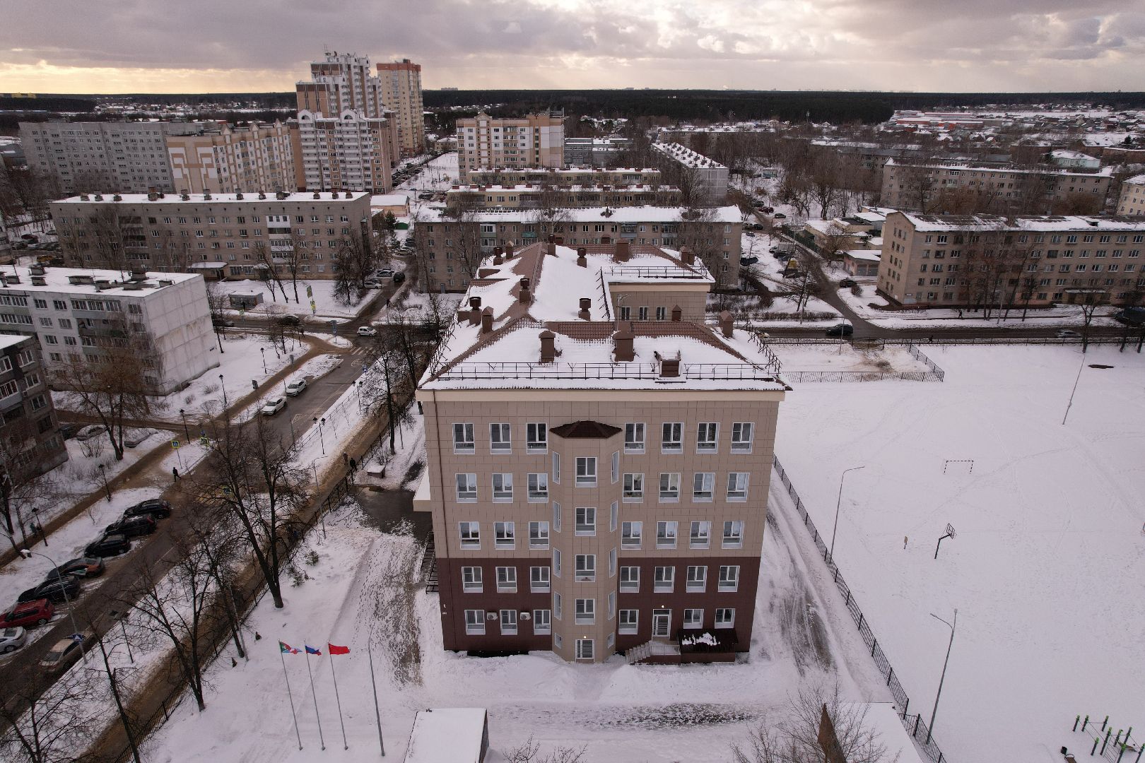 видео с коптера, школа,