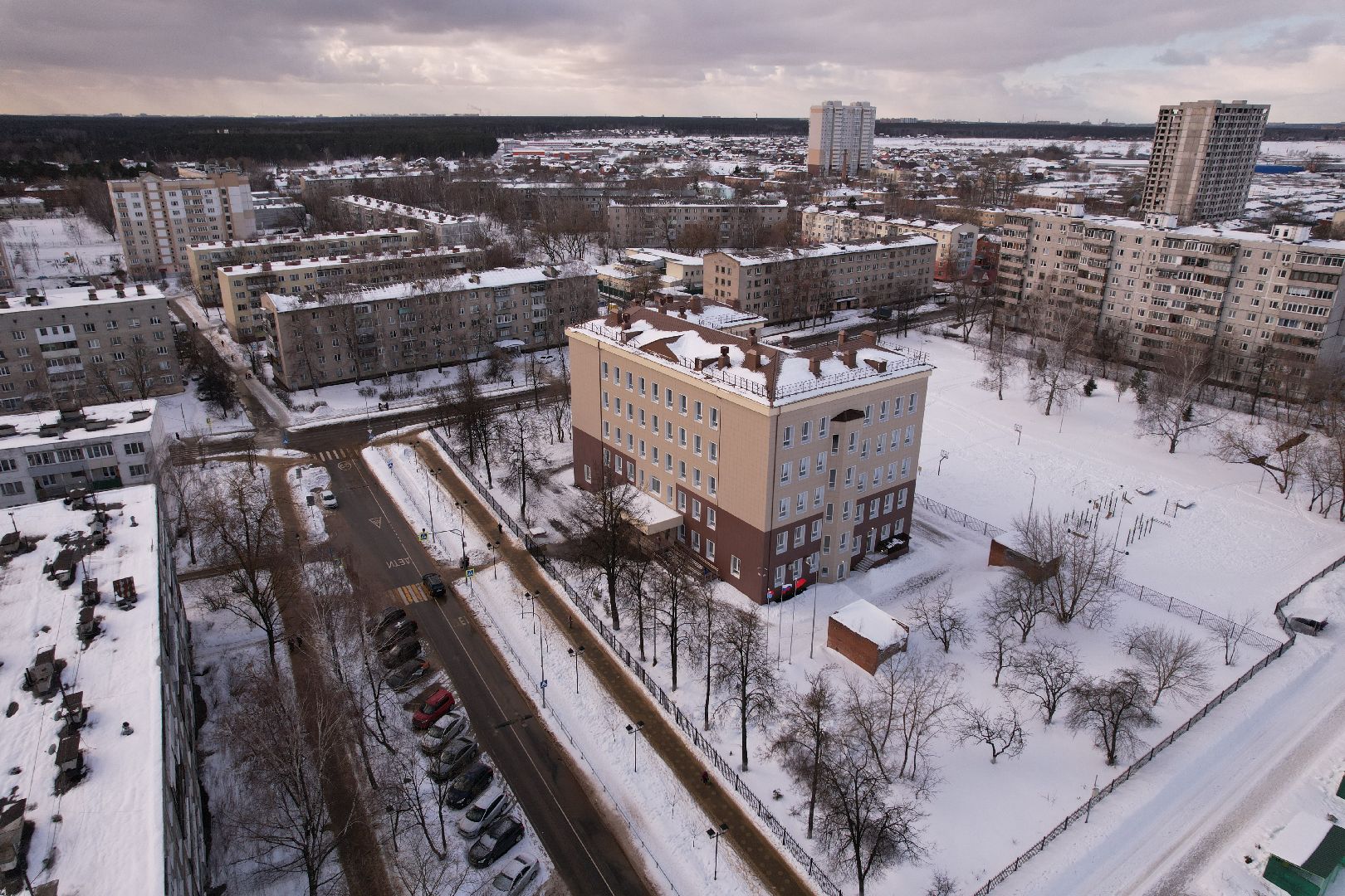 видео с коптера, школа,