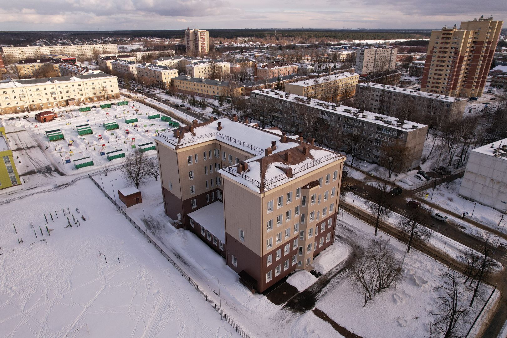 видео с коптера, школа,