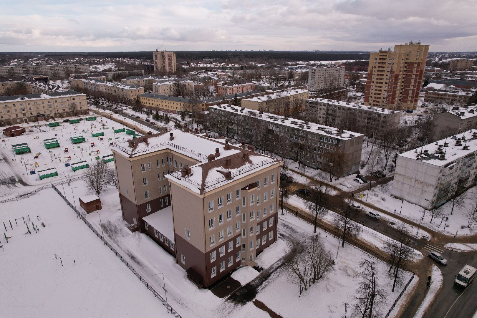 видео с коптера, школа,