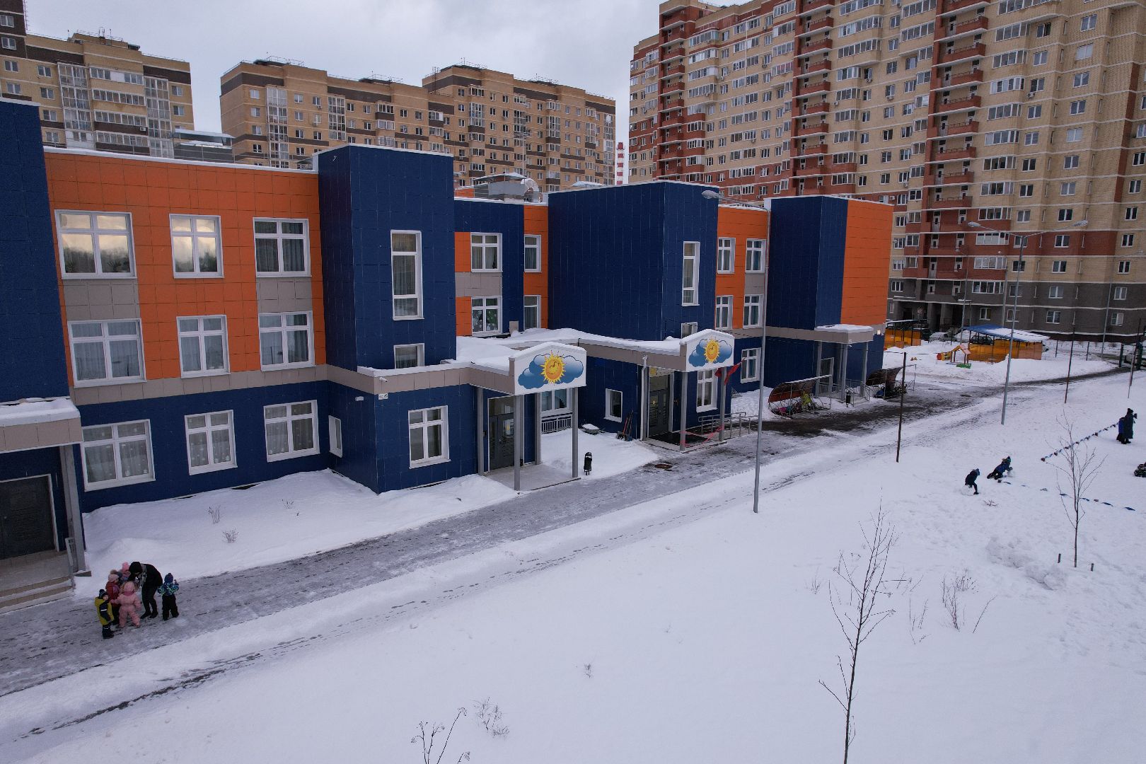 видео с коптера, детский сад,