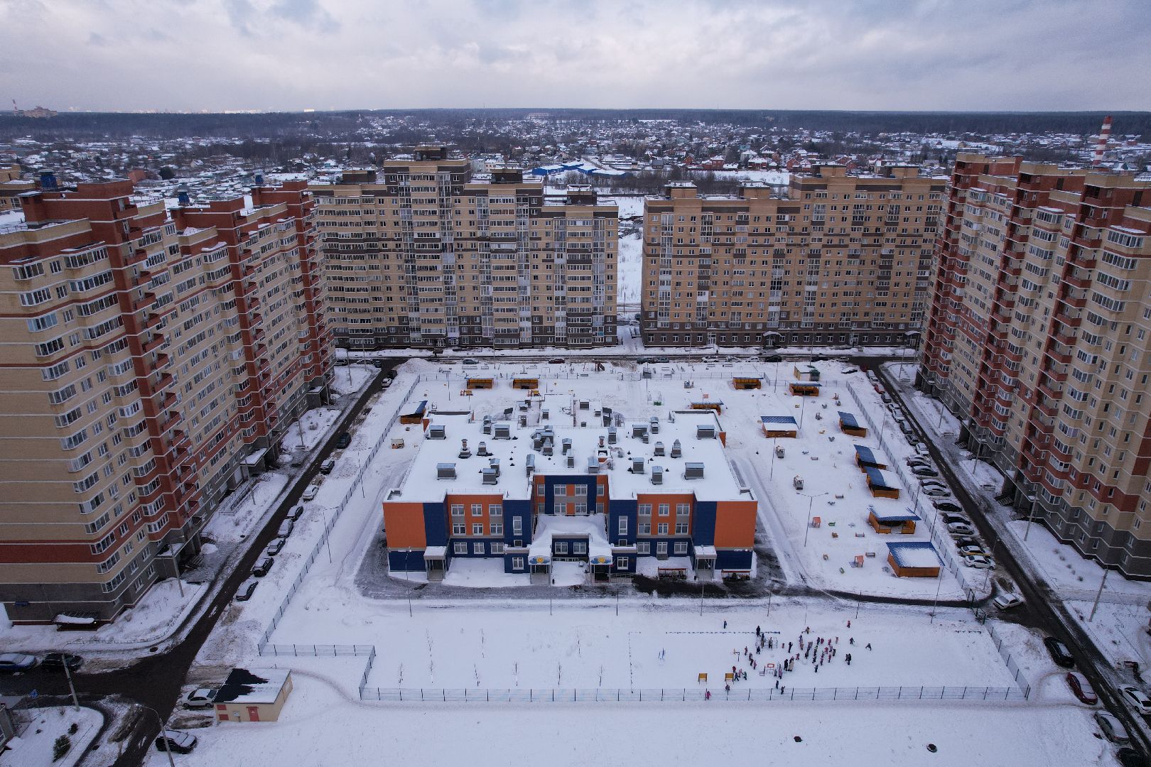 видео с коптера, детский сад,