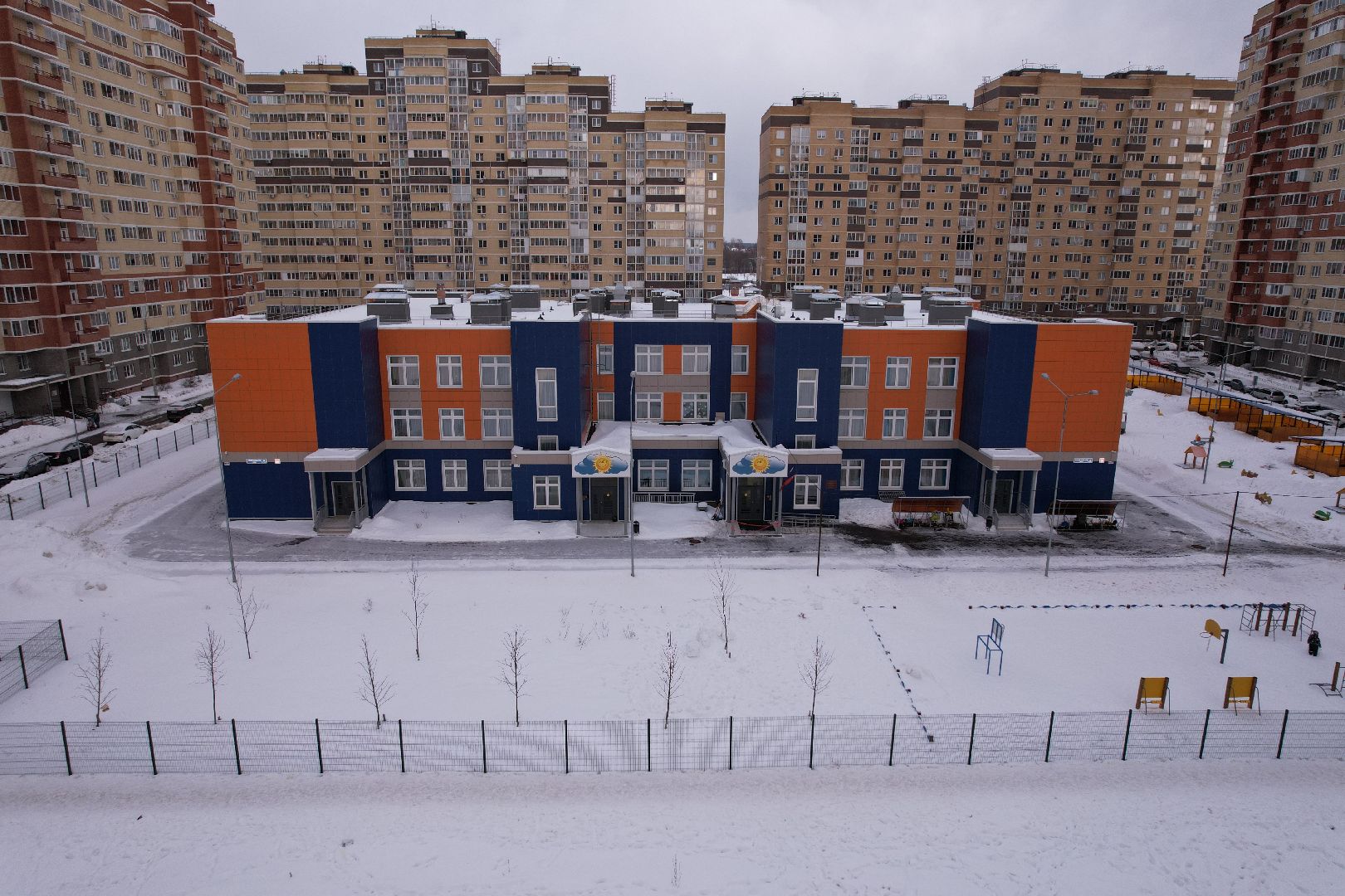 видео с коптера, детский сад,