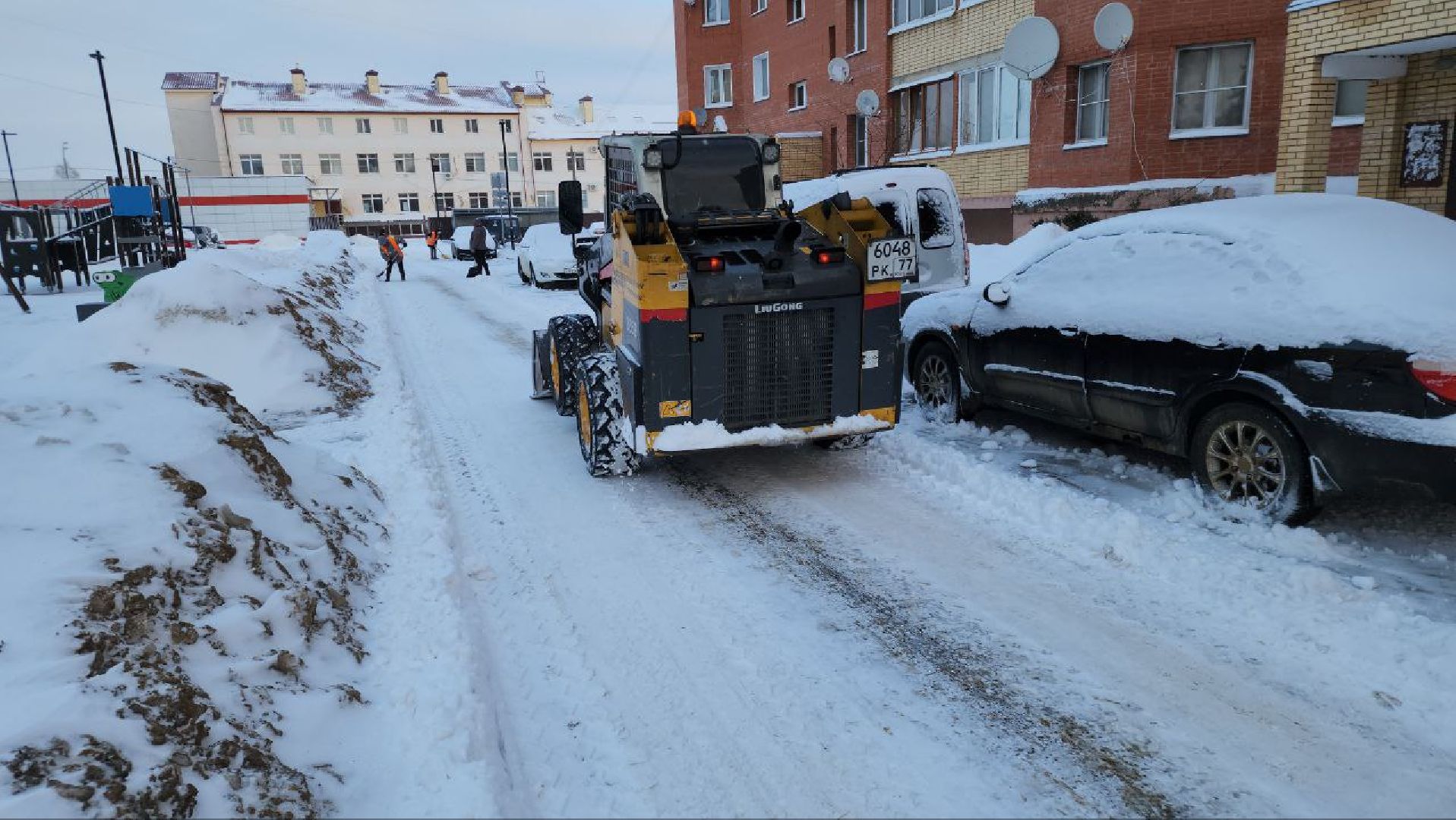 Серебряные Пруды, Циклон Ольга, снегопад, дворы, дороги,