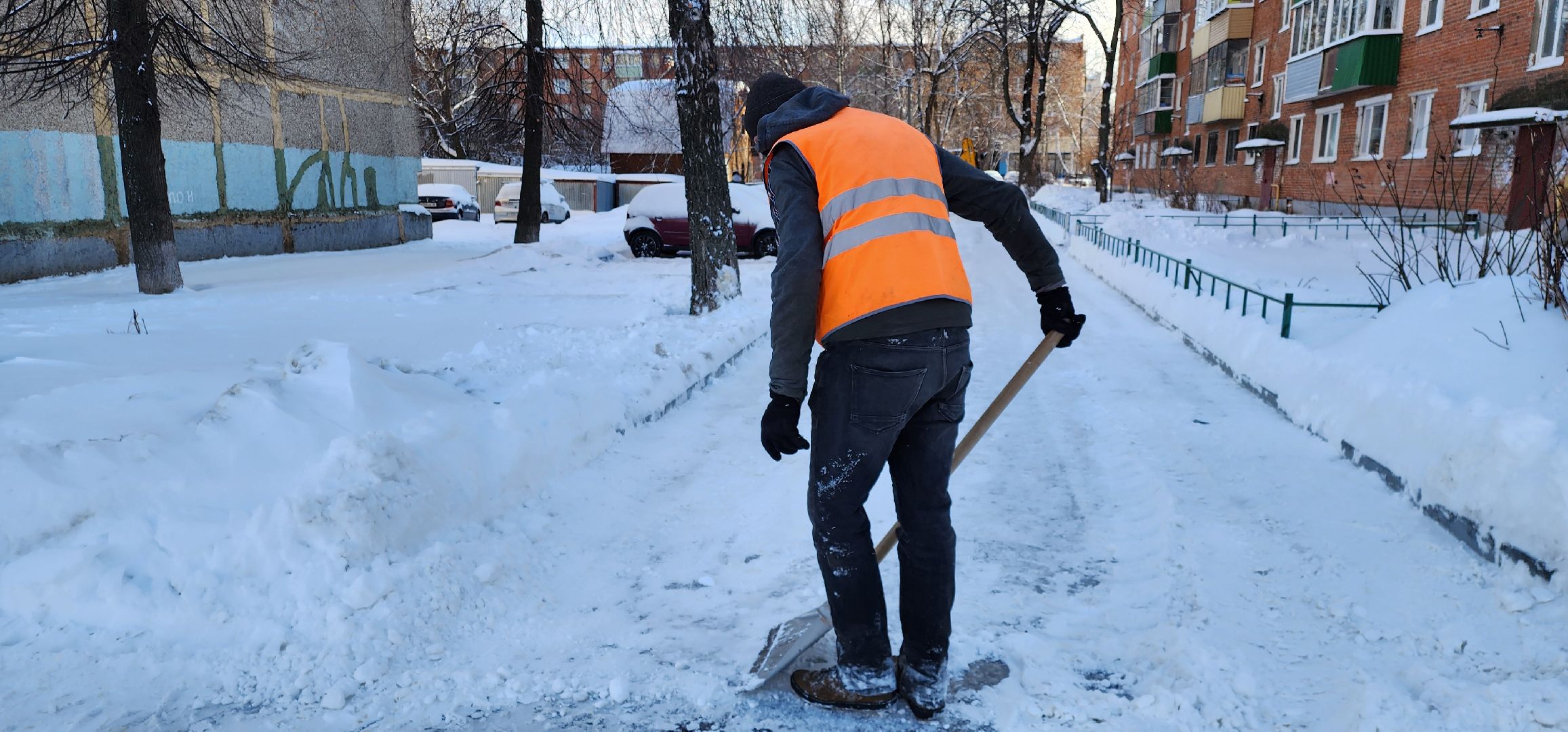 Циклон Ольга, уборка снега, Домодедово,