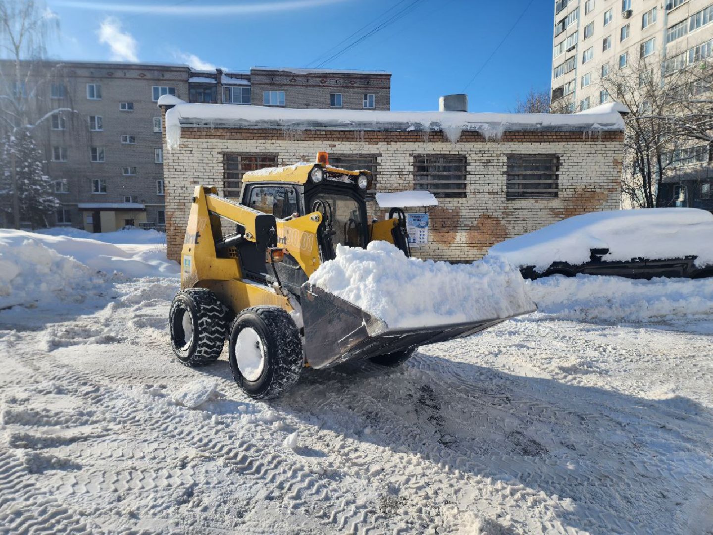 Солнечногорск, Уборка снега, Рабочие, Техника, Снегопад,
