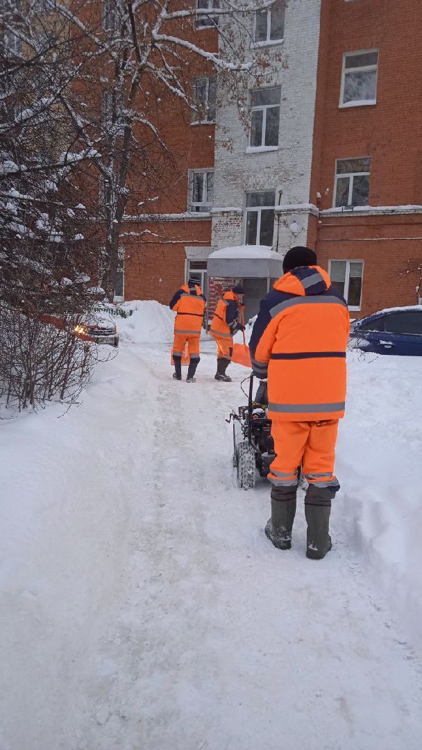 пушкино, снегоуборочная техника, уборка дворов, циклон ольга, снегопад,