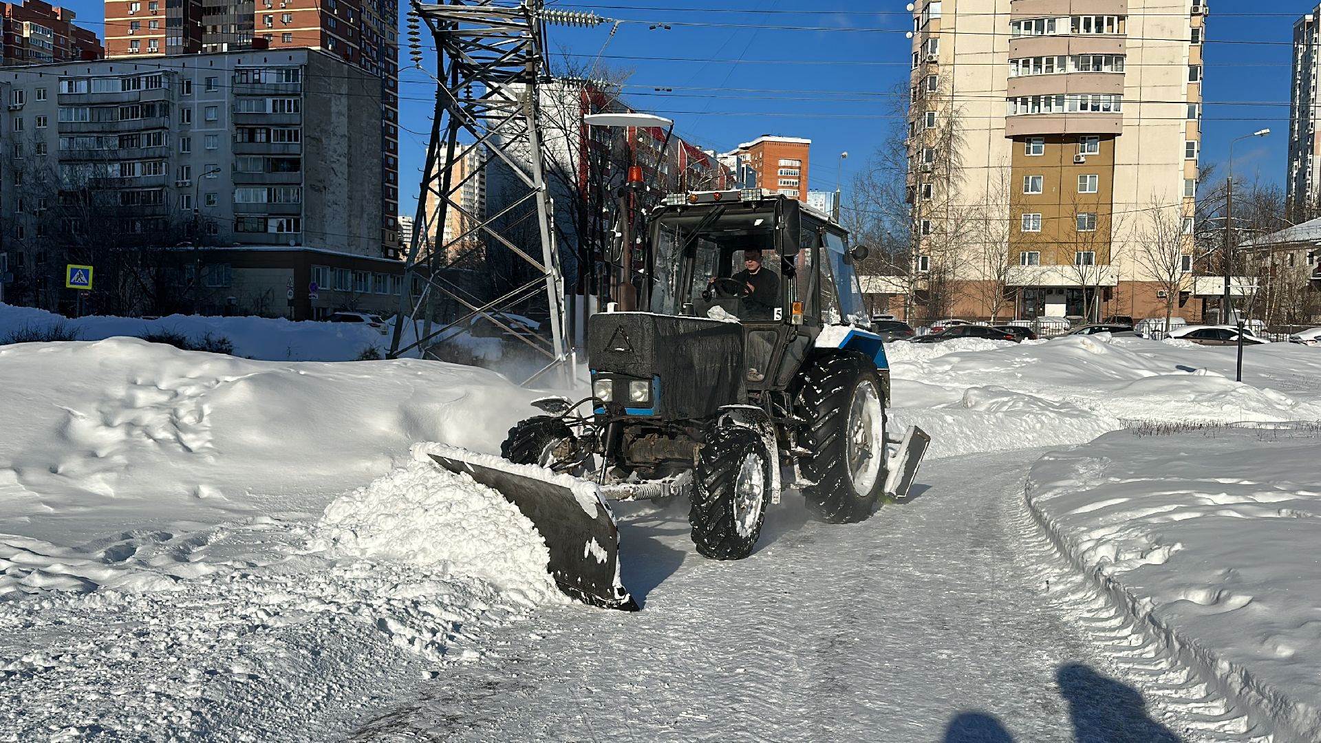 Одинцово, парк Союзный, уборка снега,