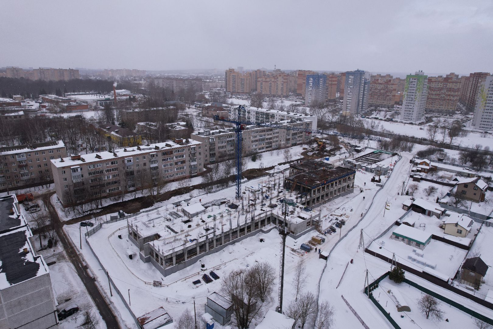 видео с коптера, поликлиника,