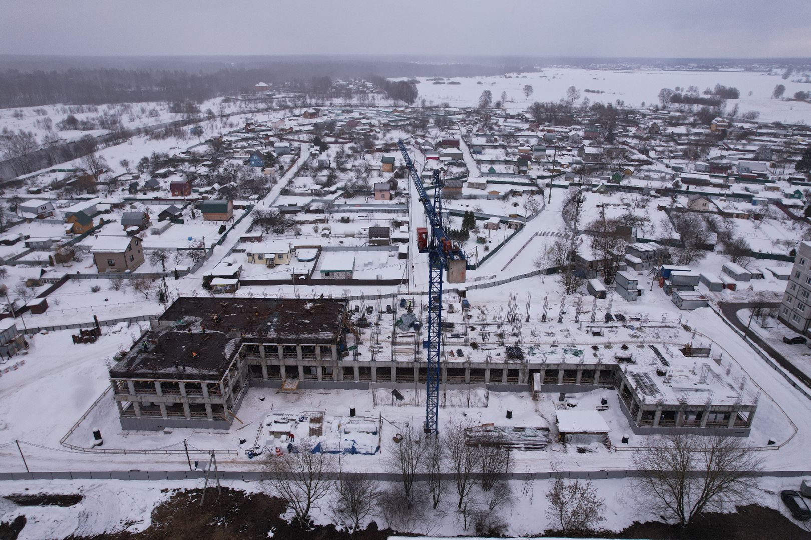 видео с коптера, поликлиника,