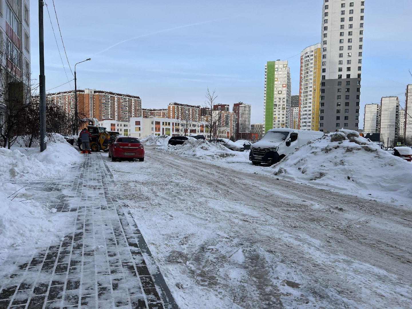 химки, снегопад, уборка дворов, уборка снега,