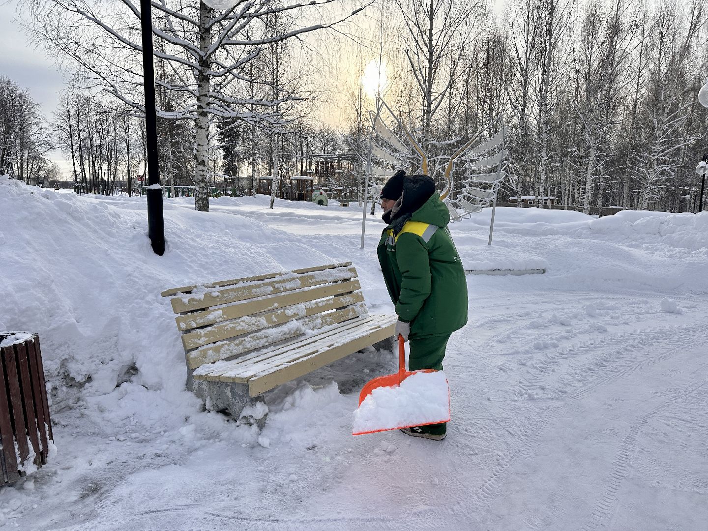 Клин, общество, снег, уборка снега, парки,