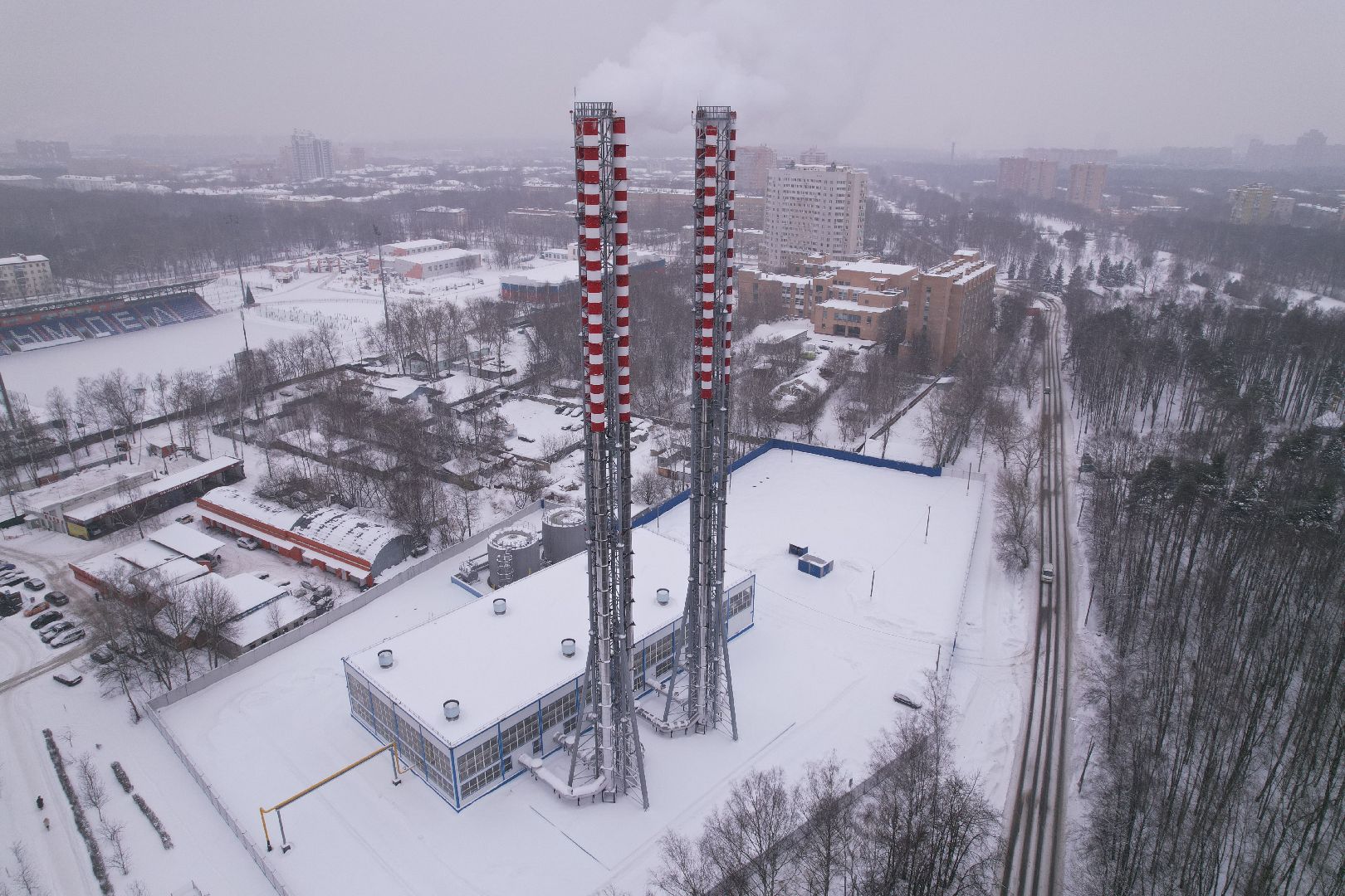 видео с коптера, Королев, котельная,