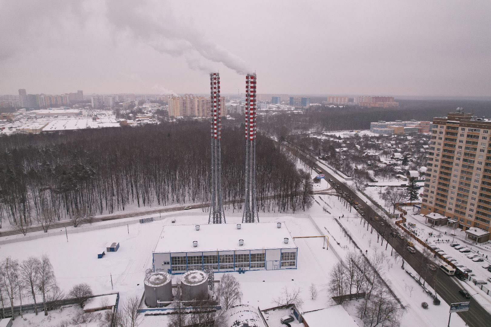 видео с коптера, Королев, котельная,