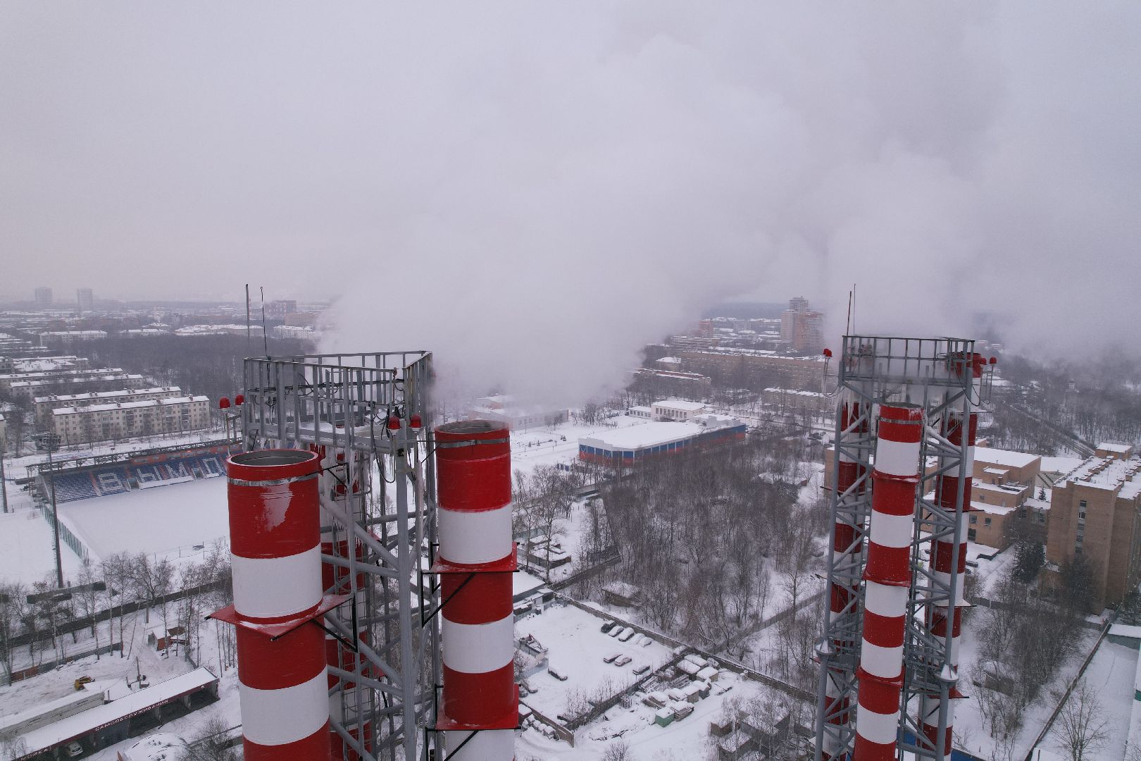 видео с коптера, Королев, котельная,