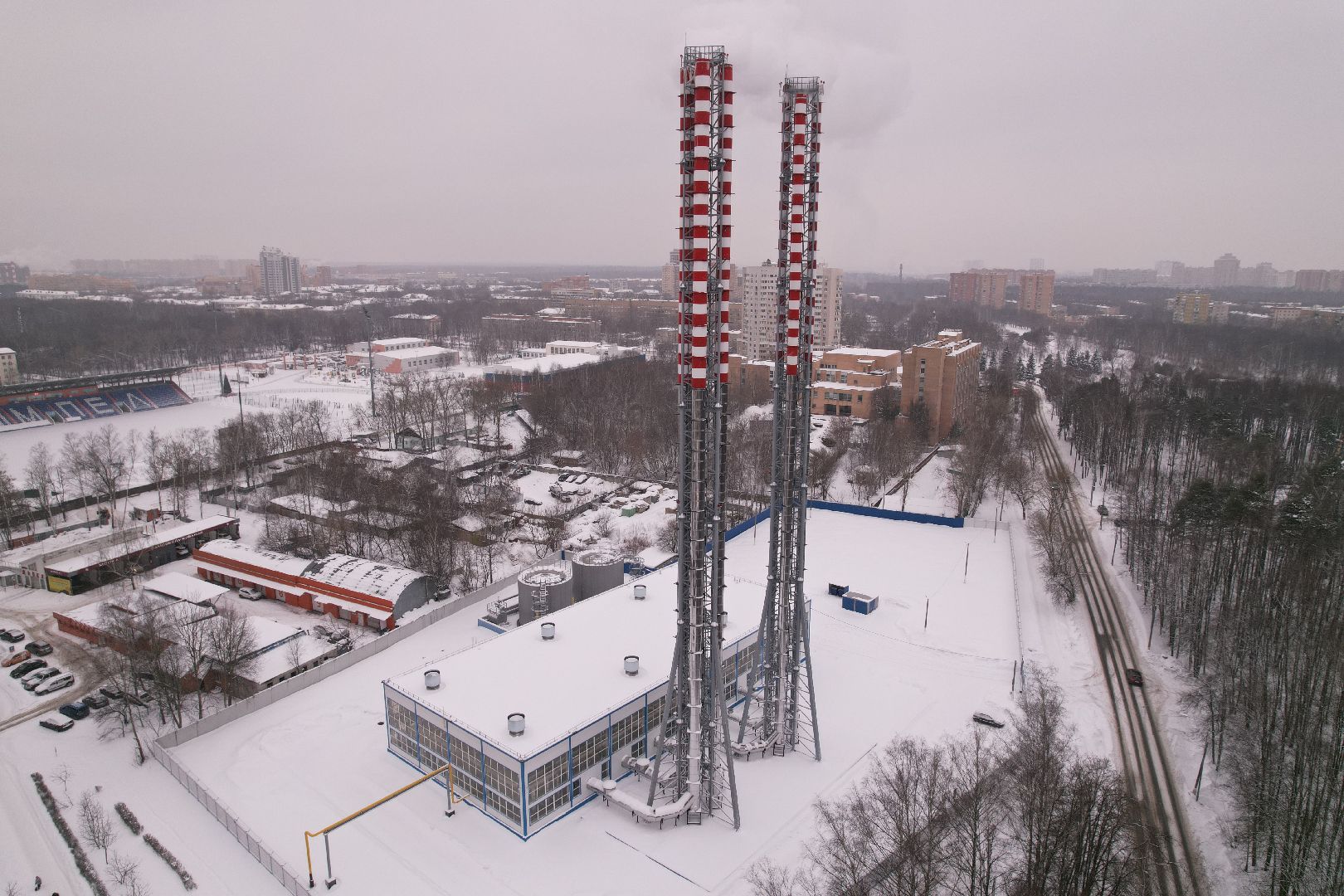 видео с коптера, Королев, котельная,