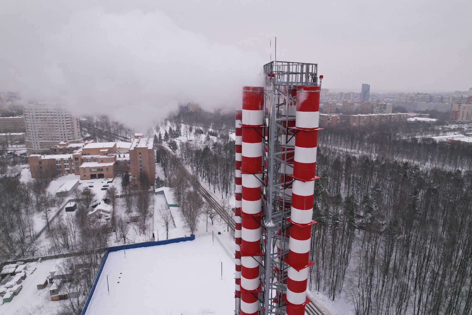 видео с коптера, Королев, котельная,