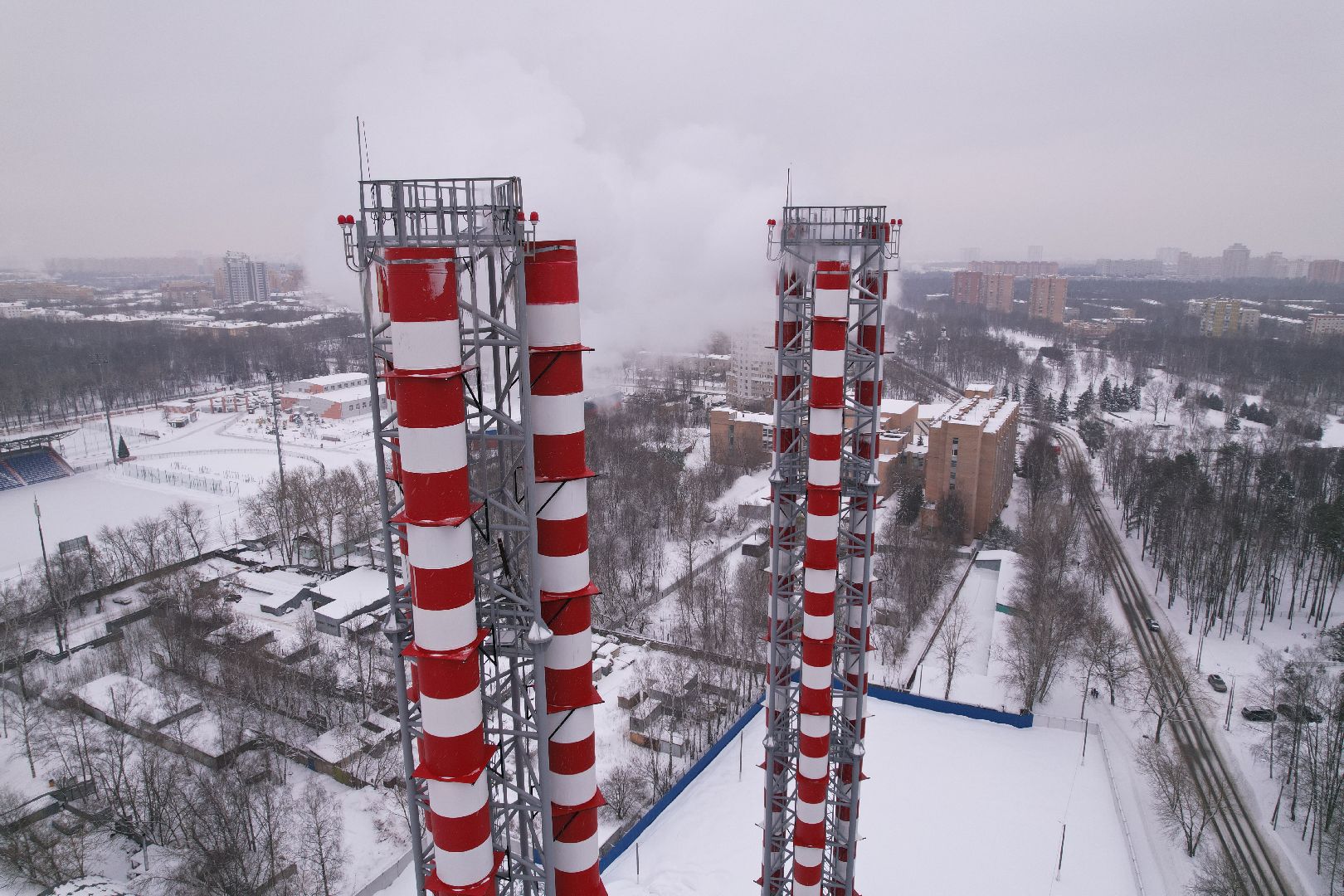 видео с коптера, Королев, котельная,