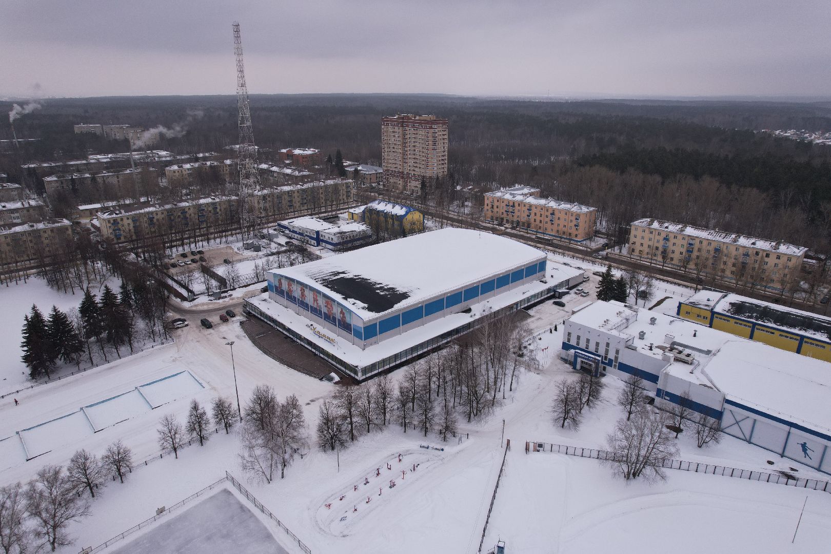 видео с коптера, хоккей,