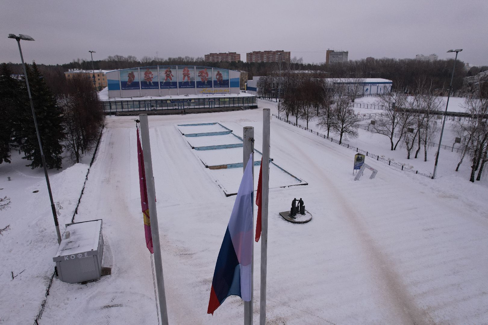 видео с коптера, хоккей,