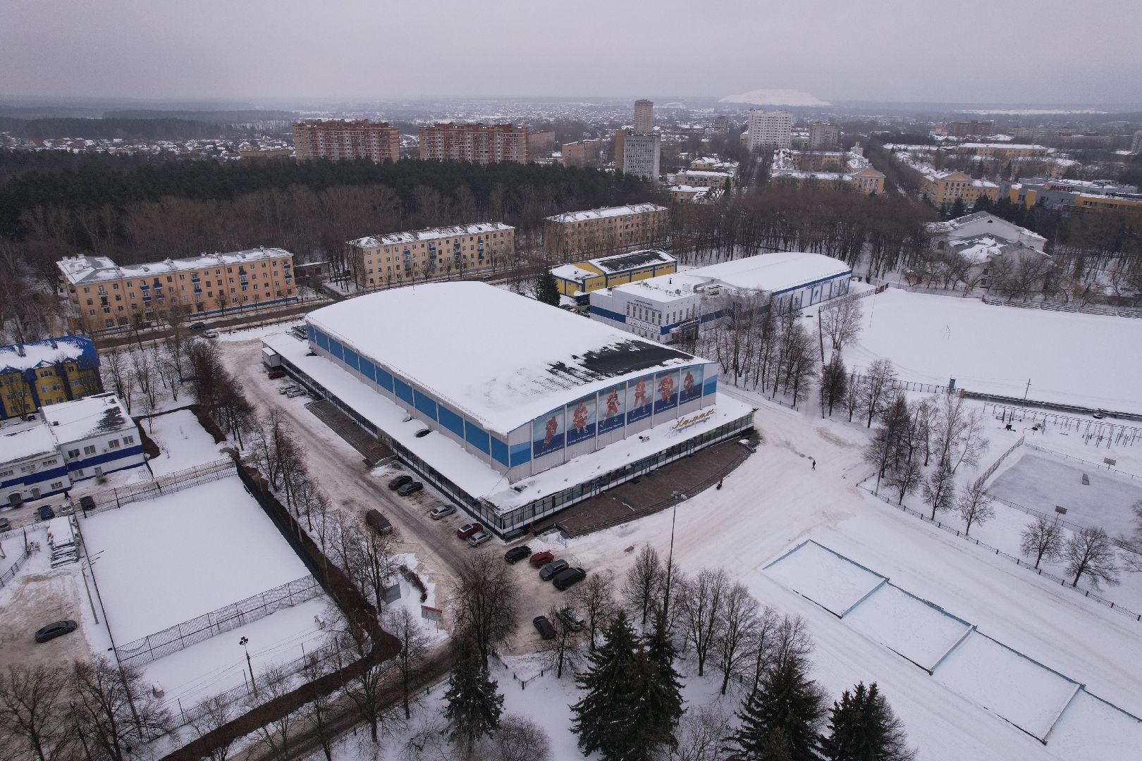 видео с коптера, хоккей,