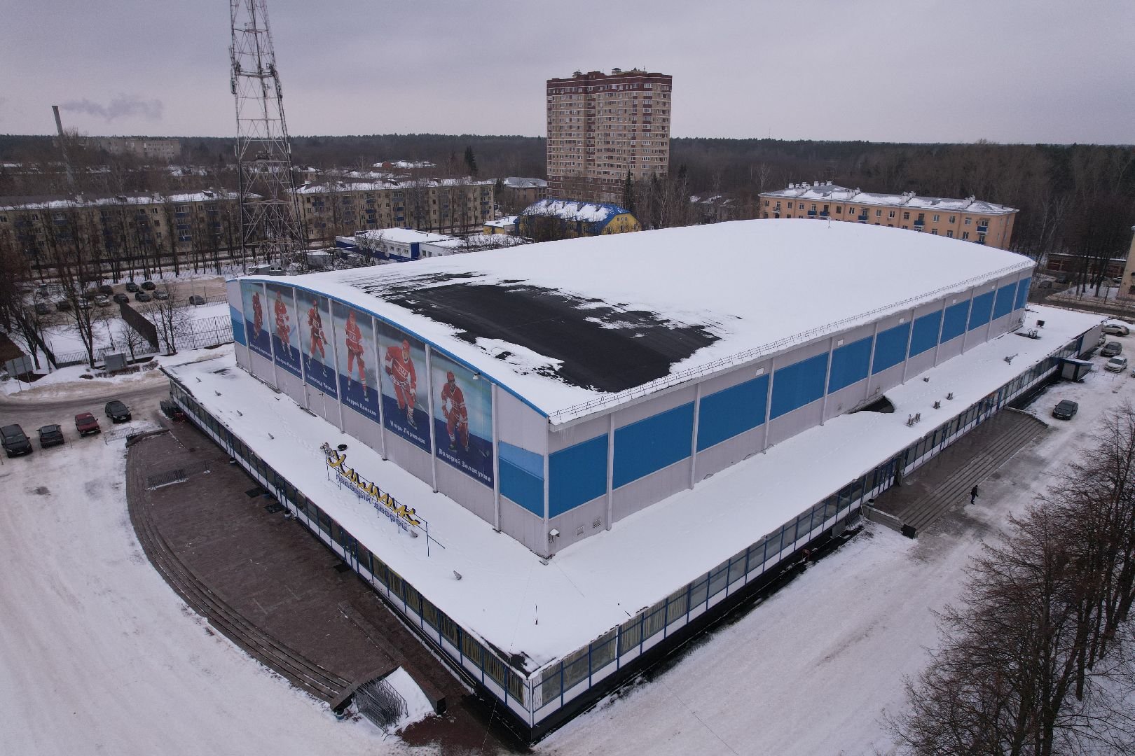 видео с коптера, хоккей,