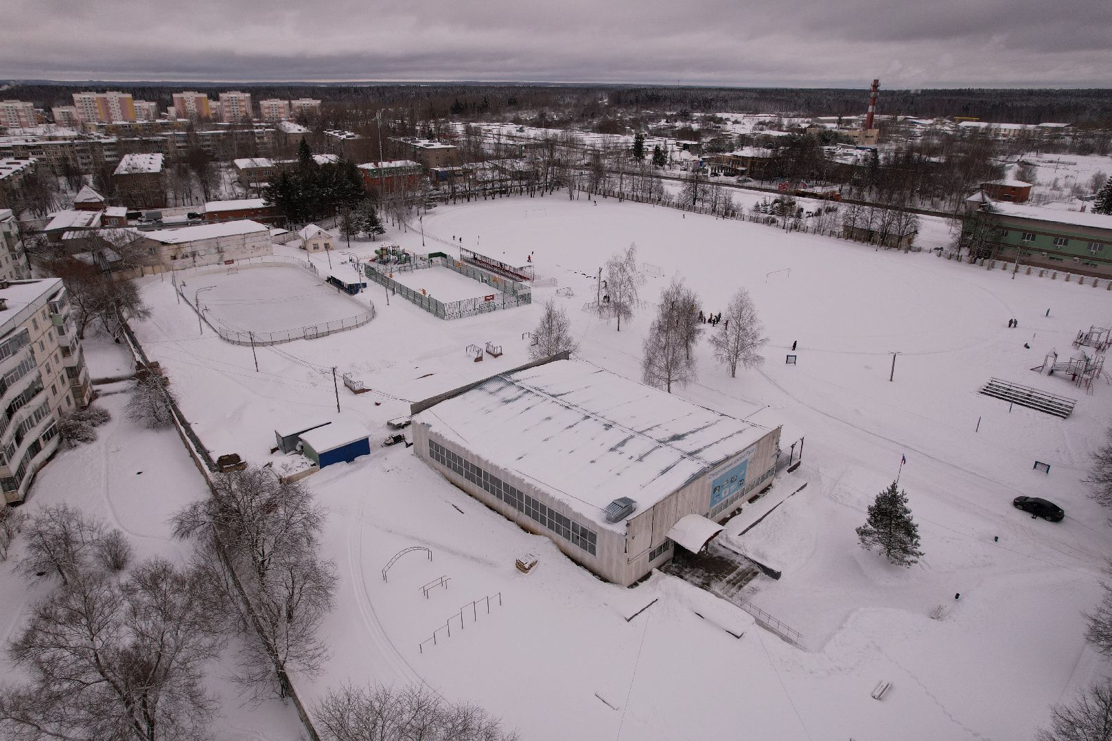 видео с коптера, стадион,