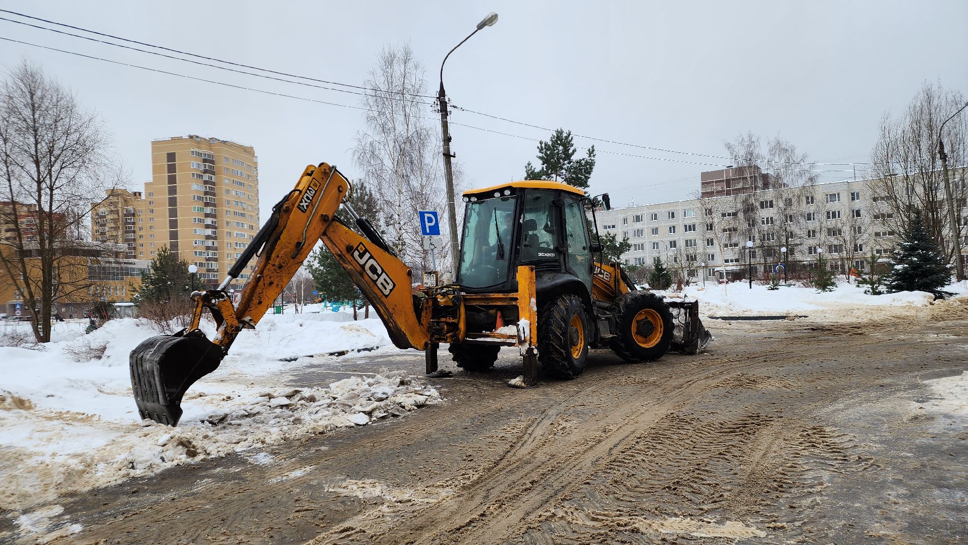 жкх, благоустройство, уборка снега, Лосино-Петровский, коммунальная техника, снегопад, дождь, подмосковье,