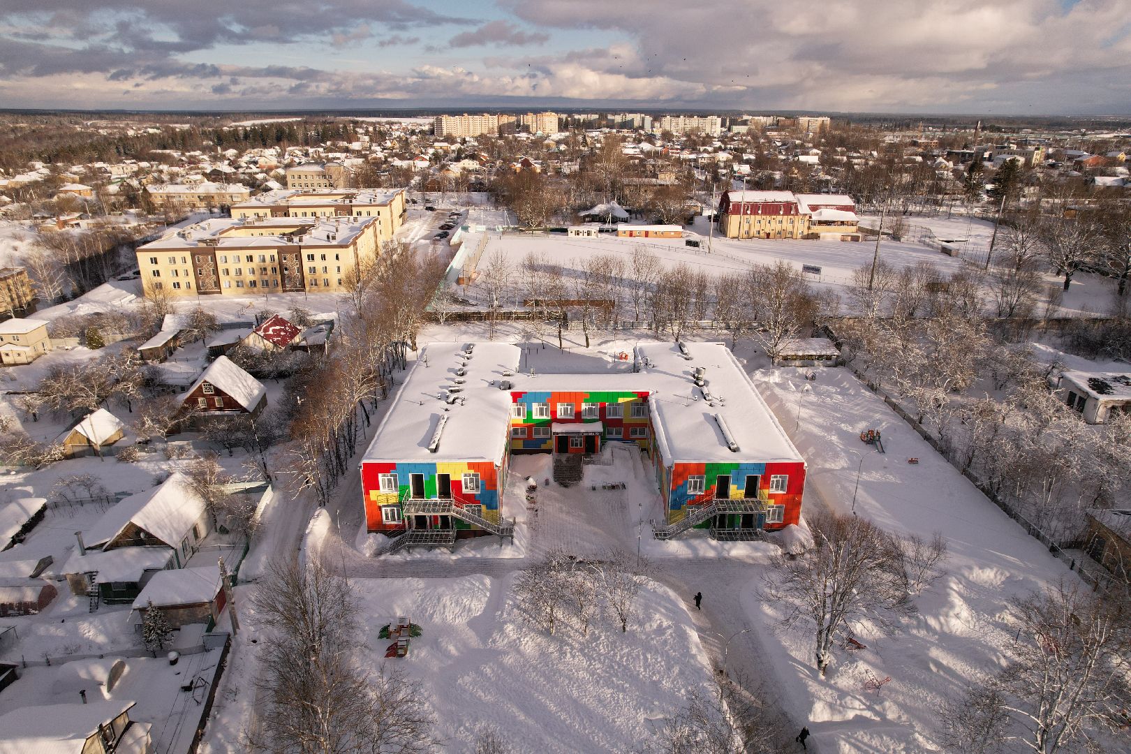 видео с коптера, детский сад,